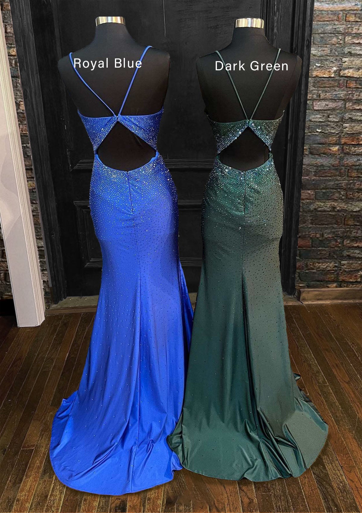 Trumpet Prom Dress V Neck Spaghetti Straps Sweep Train Jersey, Beading