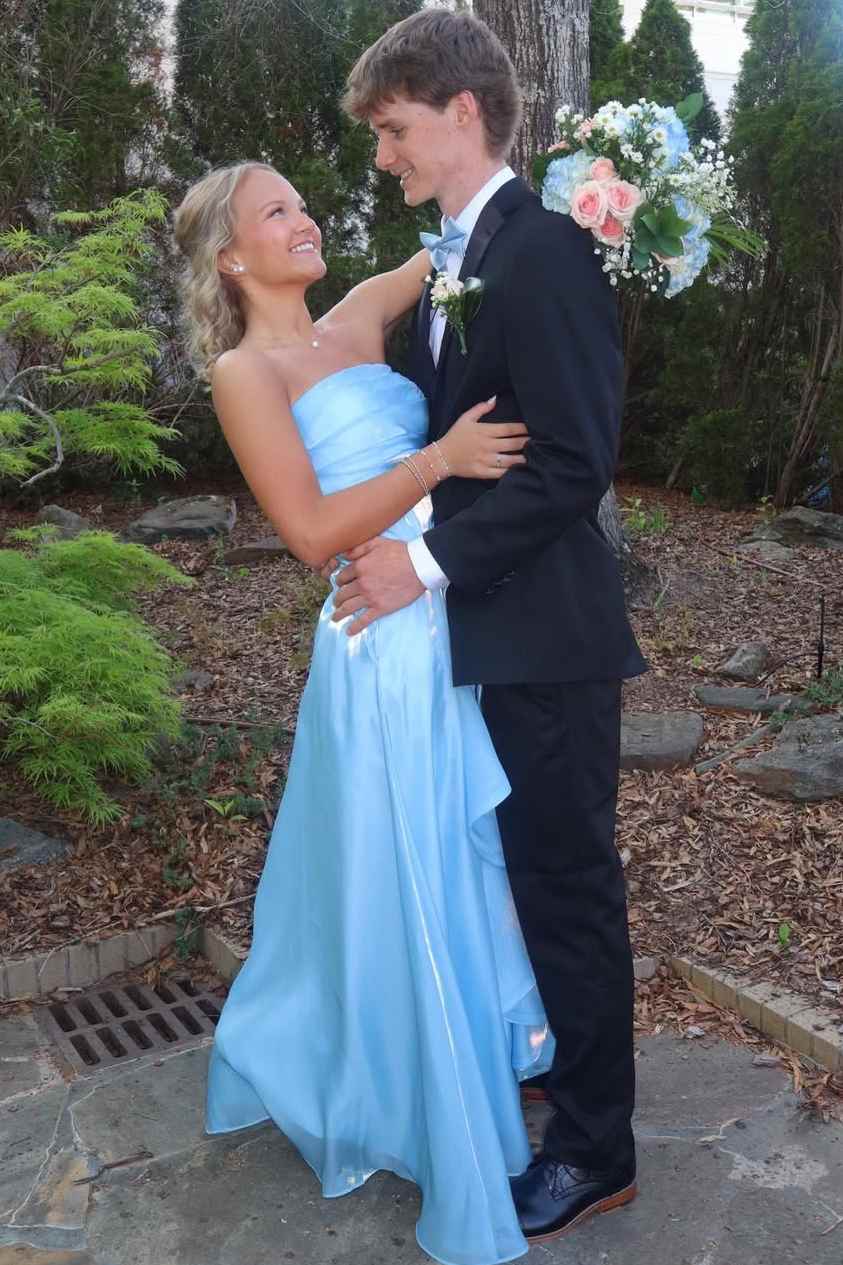 Strapless A-Line Ruffles Empire-Waist Sleeveless Prom Dress