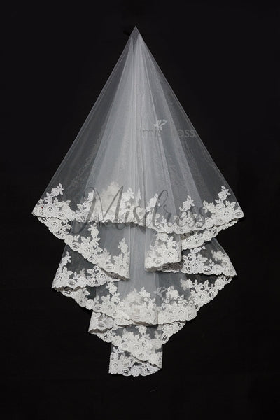 2 Layers Elbow Length Lace Wedding Veil - Wedding Veils