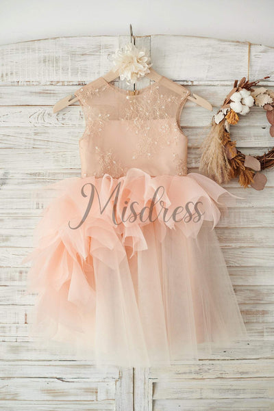 Lace Tulle Organza Ruffle Wedding Flower Girl Dress - Flower Girl Dresses