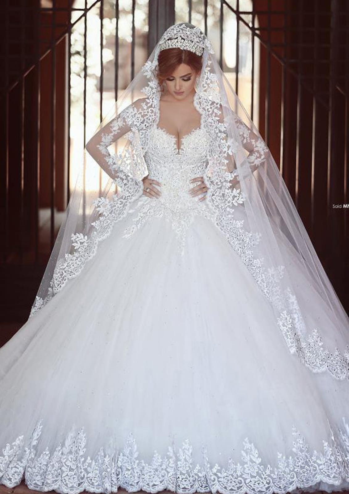 Beautiful Long Ball Gown Ruched Portrait  Cathedral Wedding Dresses With Beading main image 1