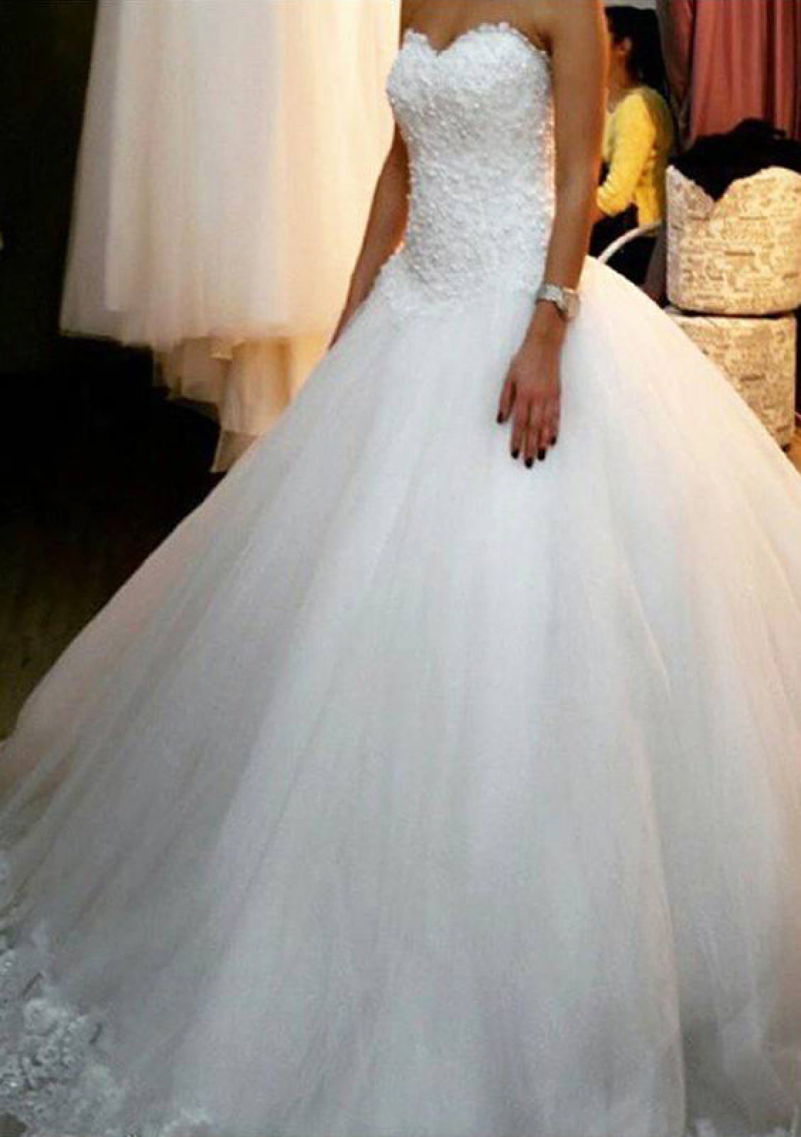 Ball Gown Sweetheart Sleeveless Sweep Lace Tulle Wedding