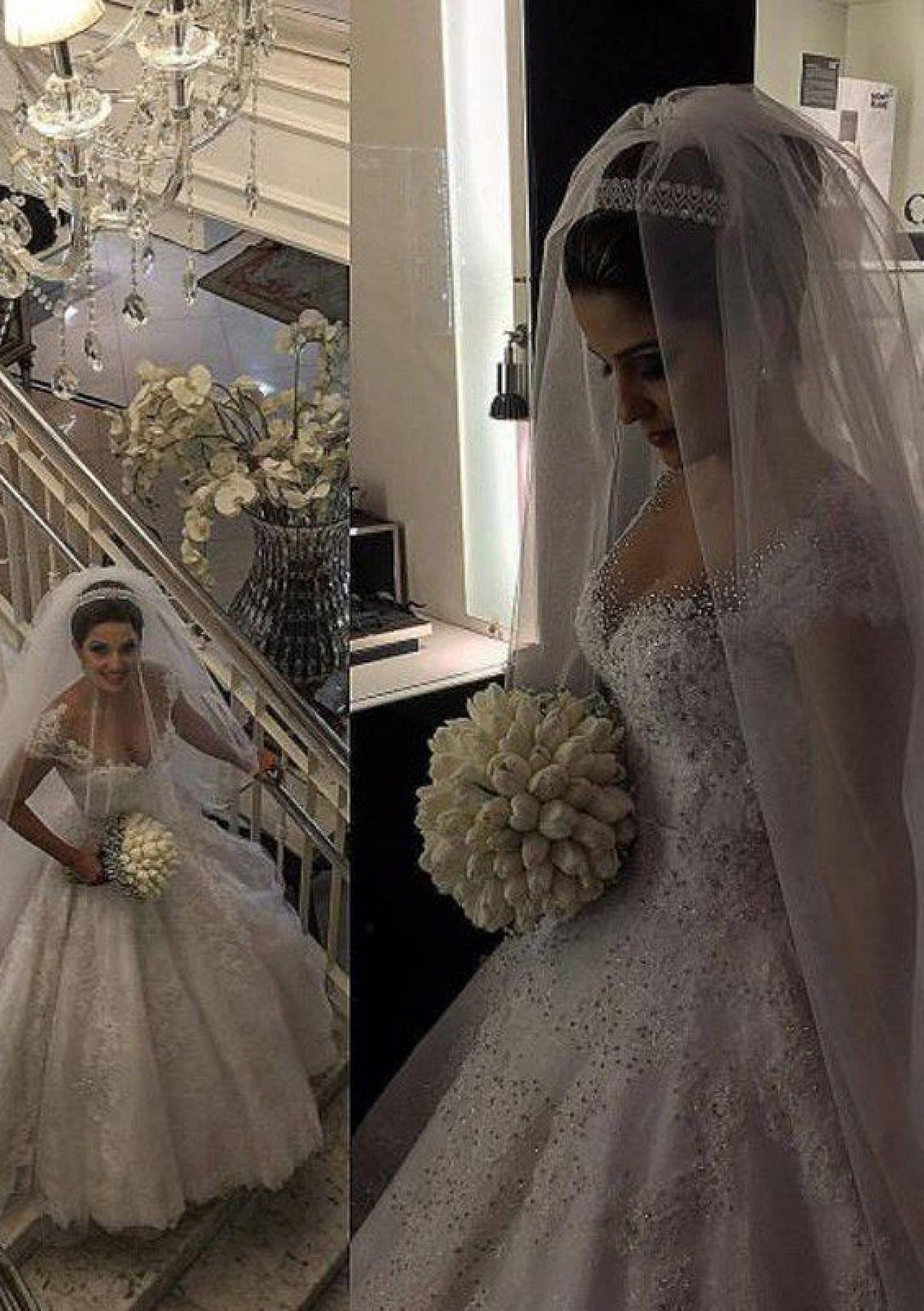 Beading Ball Gown Sweetheart Cap Sleeve Long Lace Wedding