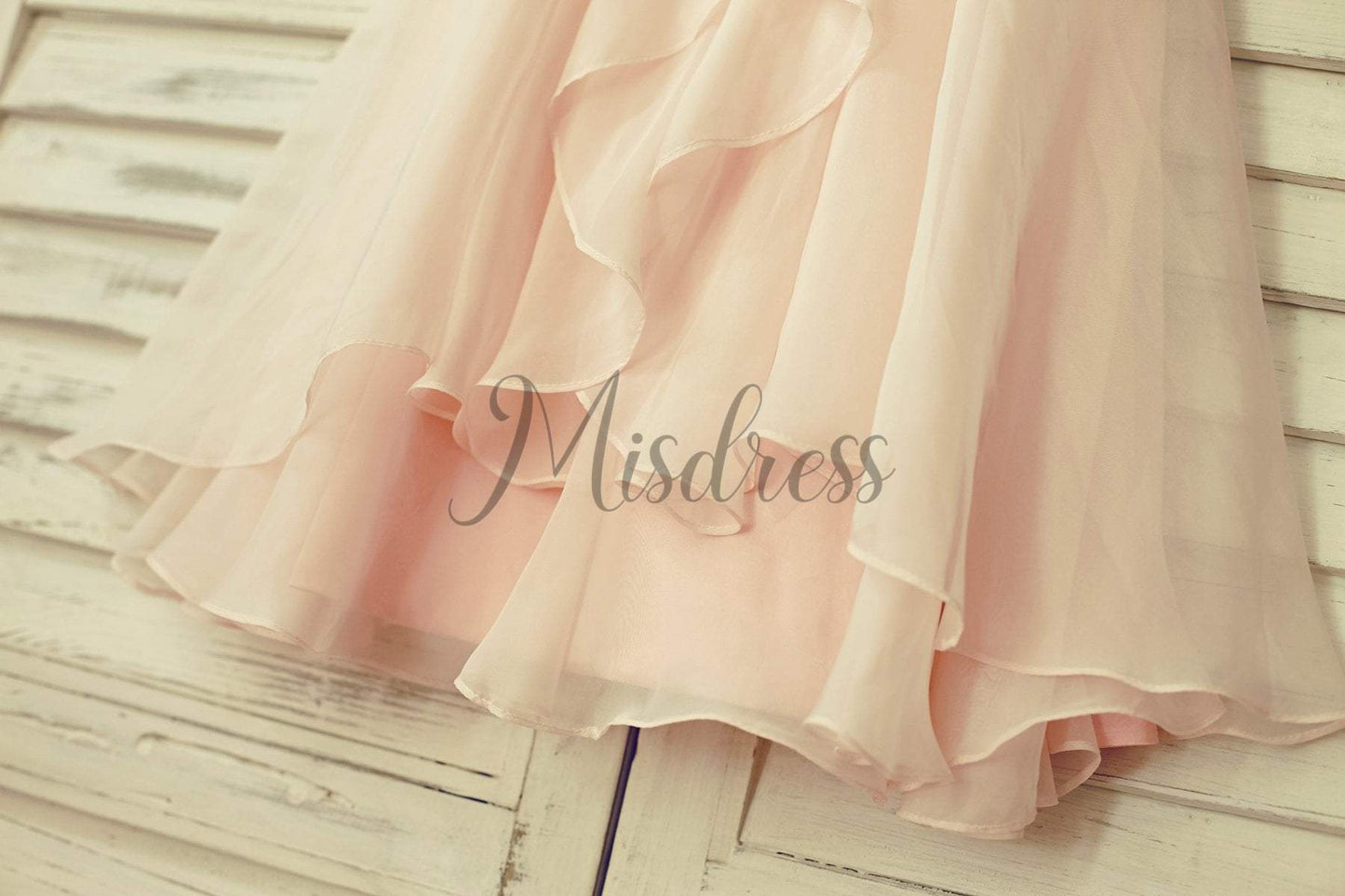 Boho Beach Blush Pink Thin Straps Chiffon Flower Girl Dress - Flower Girl Dresses