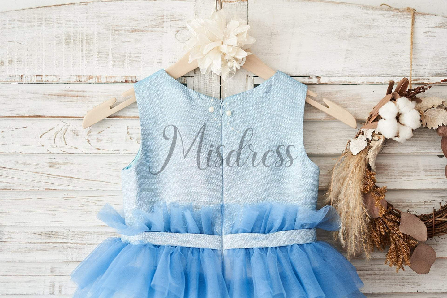 Ombre Blue Glittering Tulle Cupcake Wedding Flower Girl Dress - Flower Girl Dresses