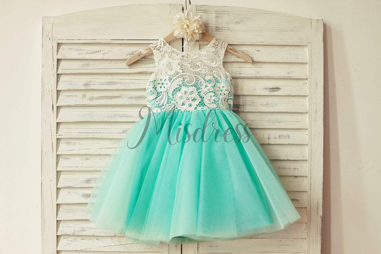 Ivory Lace Peach / Red / Silver / Purple Tulle Flower Girl Dress - 1T --- Chest = 20 inches/ Waist = 19 inches/ Hollow to knee = 20.5 inches