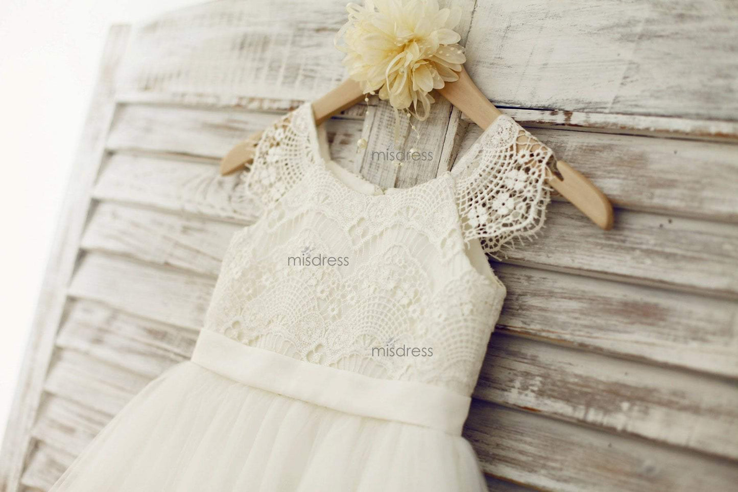 Lace Cap Sleeves Ivory Tulle Tutu Flower Girl Dress - Flower Girl Dresses