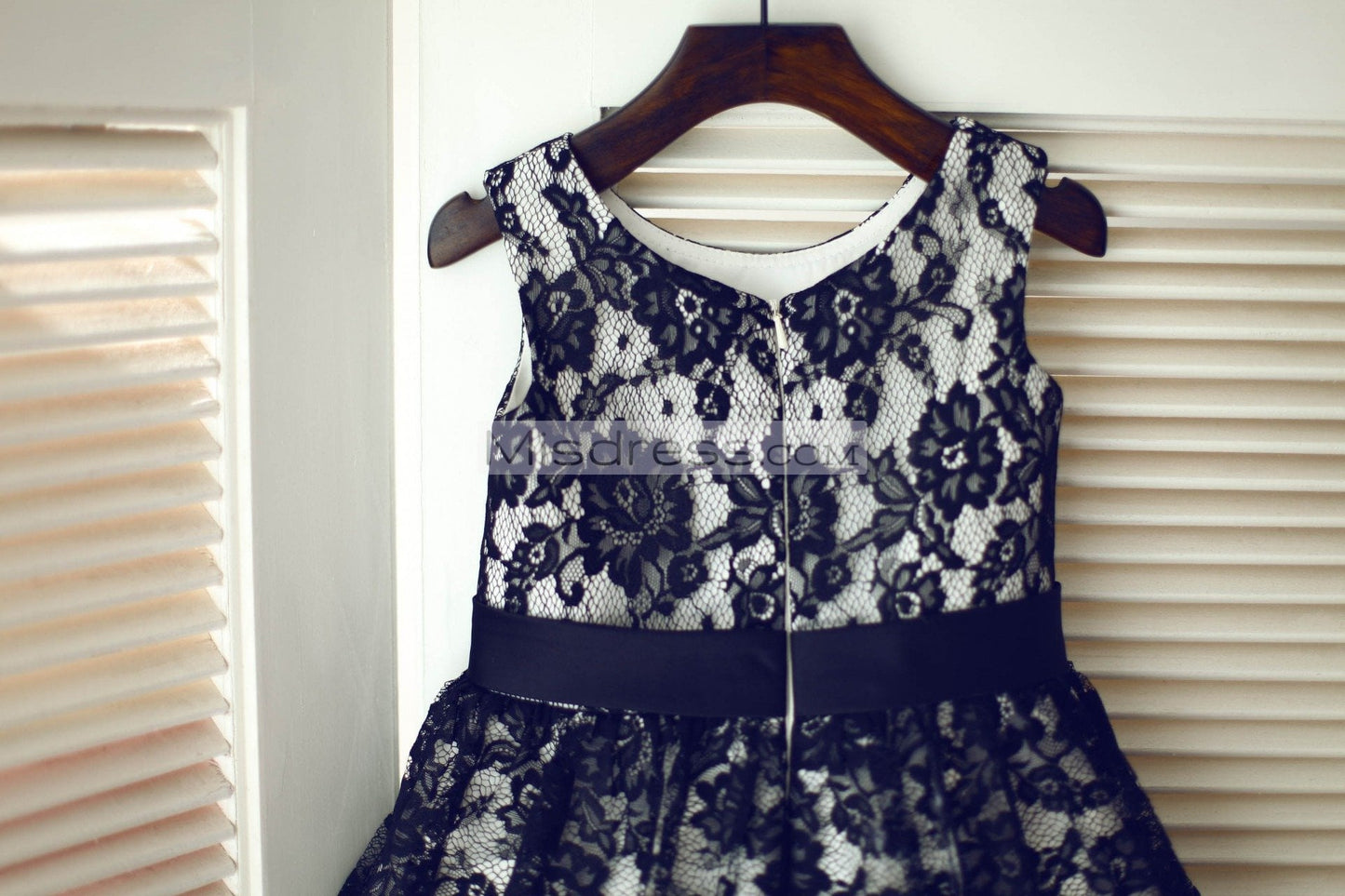 Black Lace Wedding Flower Girl Dress with Silver Gray Lining - Flower Girl Dresses