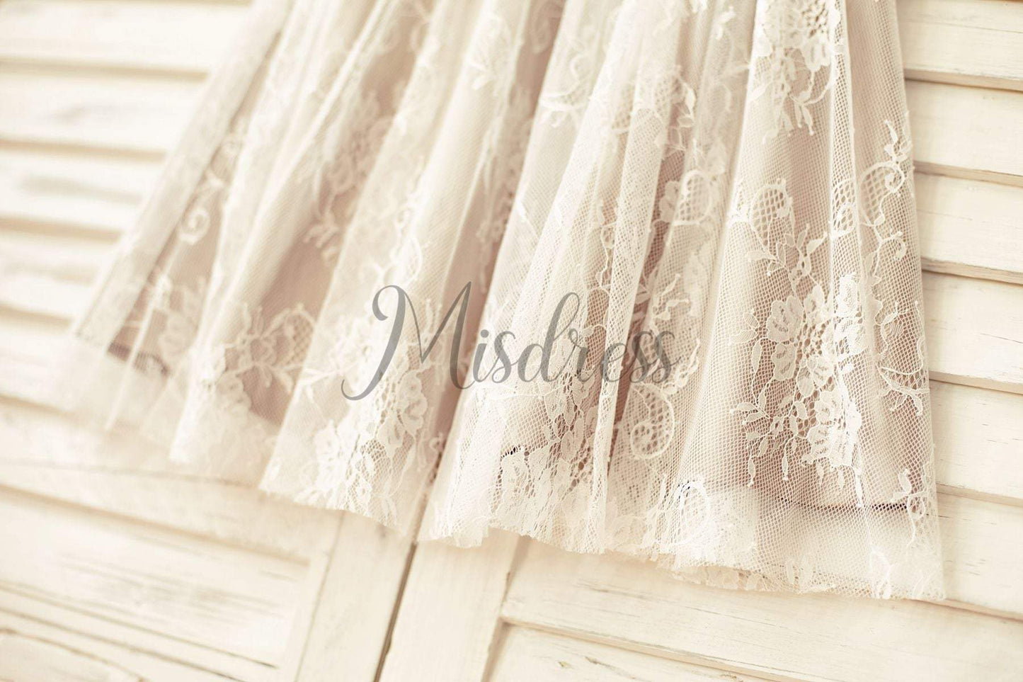 Brown Satin Ivory Lace Cap Sleeve Flower Girl Dress - Flower Girl Dresses