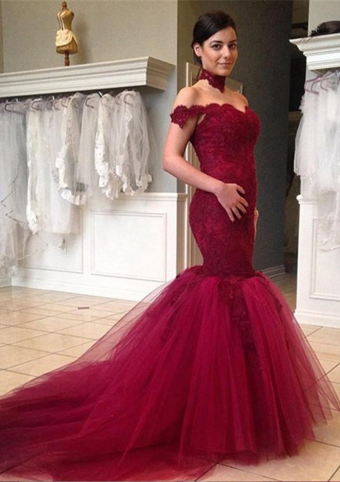burgundy scalloped dress Mermaid Off Shoulder Sweetheart Chapel Lace Tulle P – Misdress Color:Sand Bengaline Velvet Maxi Dress Zenana Outfitters Lace Chief Bridesmaid Dress