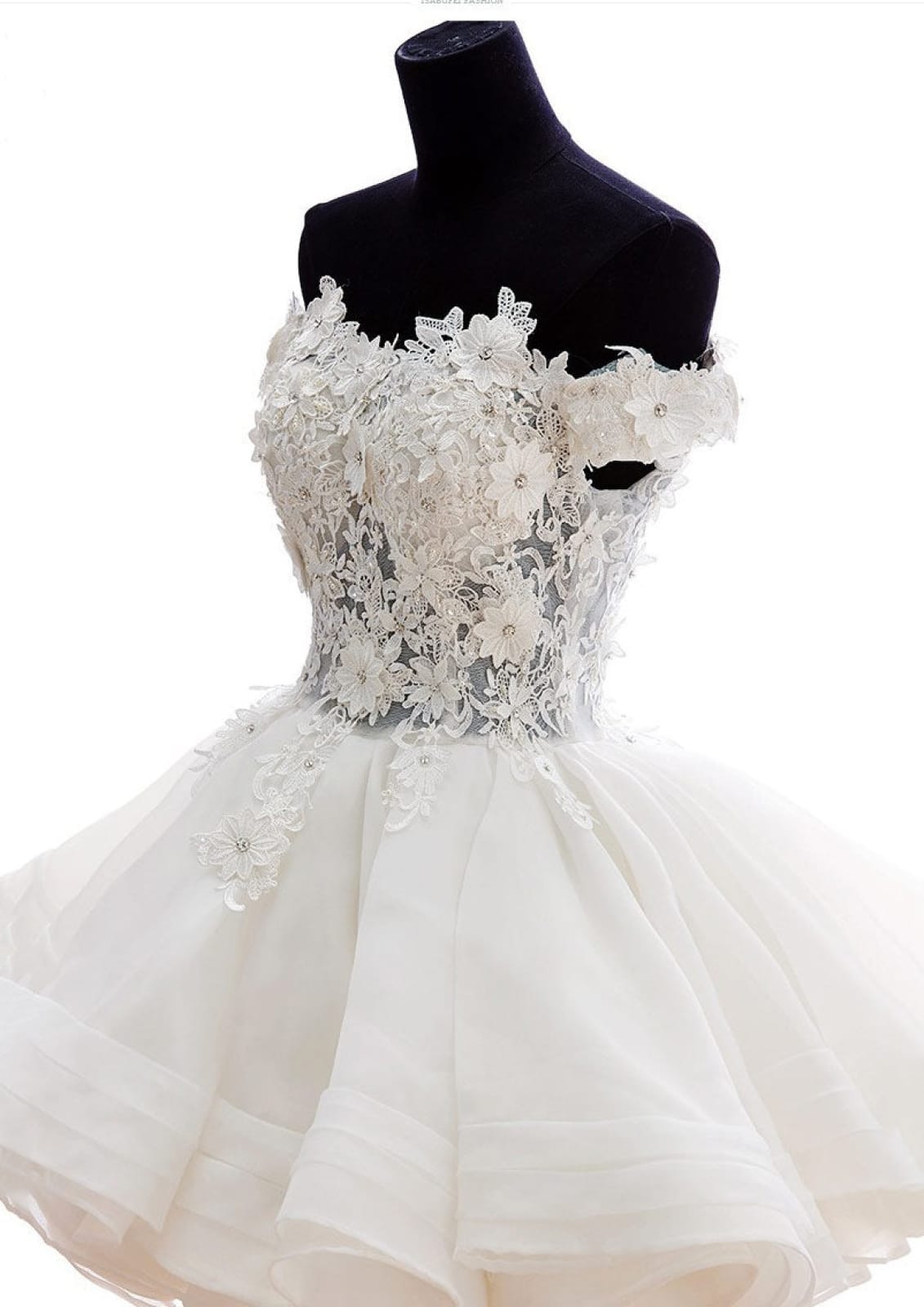 Off Shoulder Ball Gown Short/Mini Organza Wedding Dress