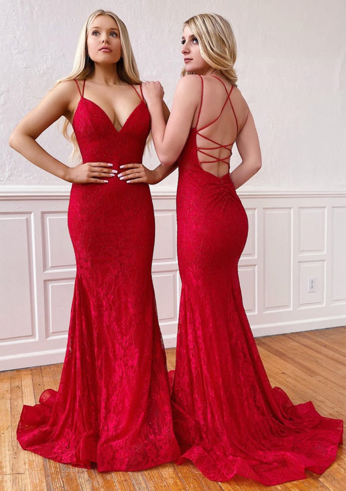 Sexy Trumpet/Mermaid Sleeveless Crossed Spaghetti Straps Sweep Train L – Misdress