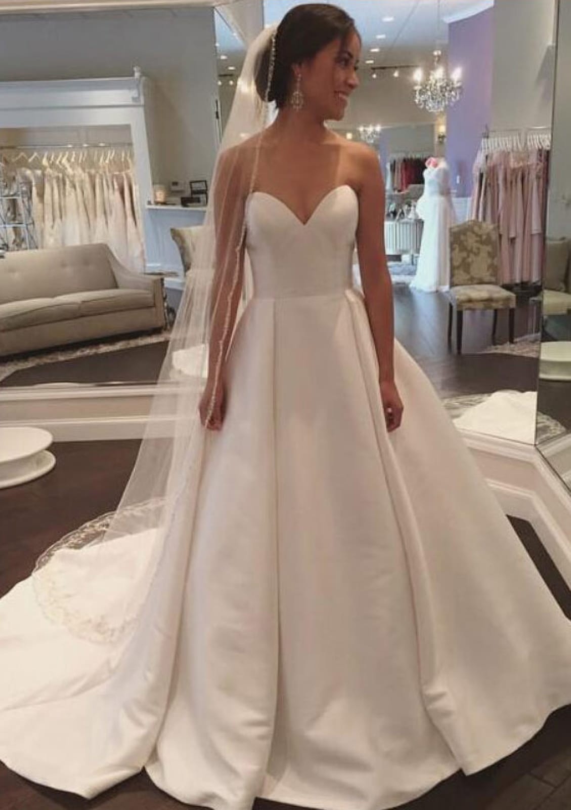 strapless sweetheart a line wedding dress Casablanca Bridal 2540 Elloise A-Line Ballgown Strapless Sheer Floral Corset Sweetheart Neckline Open Back Train Wedding Gown 8 / ISONIS