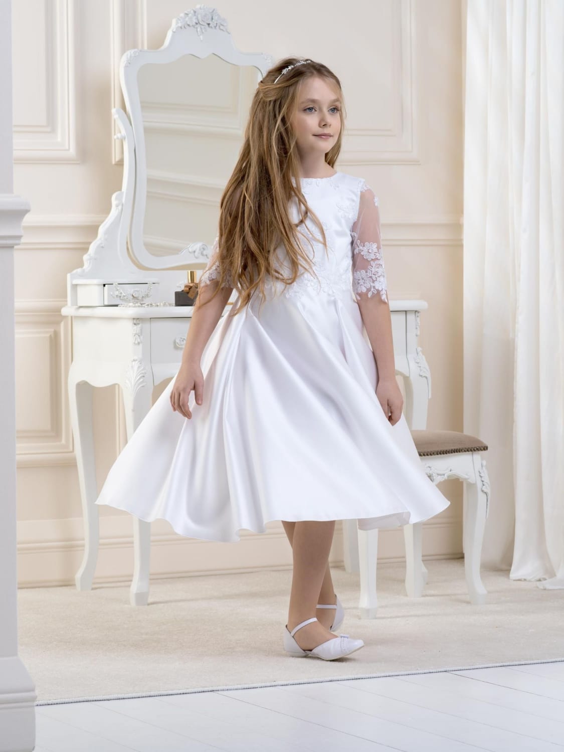 Top 12 White Tea Length Communion Dresses for Little Girls | Misdress
