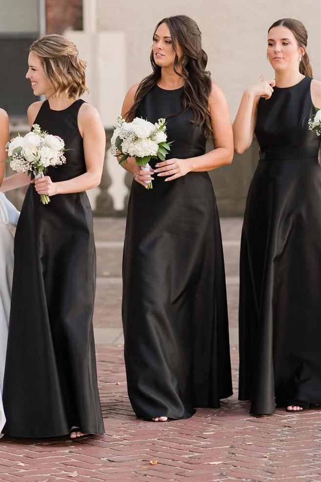 Round Neck Cutout Back A-Line Floor Length Evening Gown