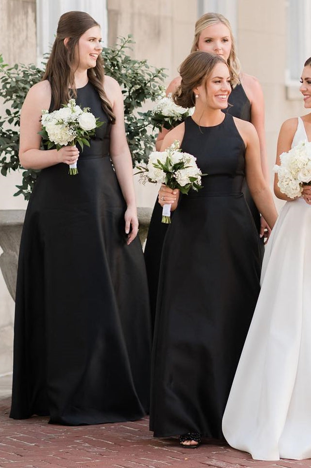 Round Neck Cutout Back A-Line Floor Length Evening Gown