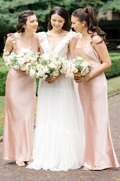 Elegant Flutter Sleeve Backless Long Dress In Plush Pink