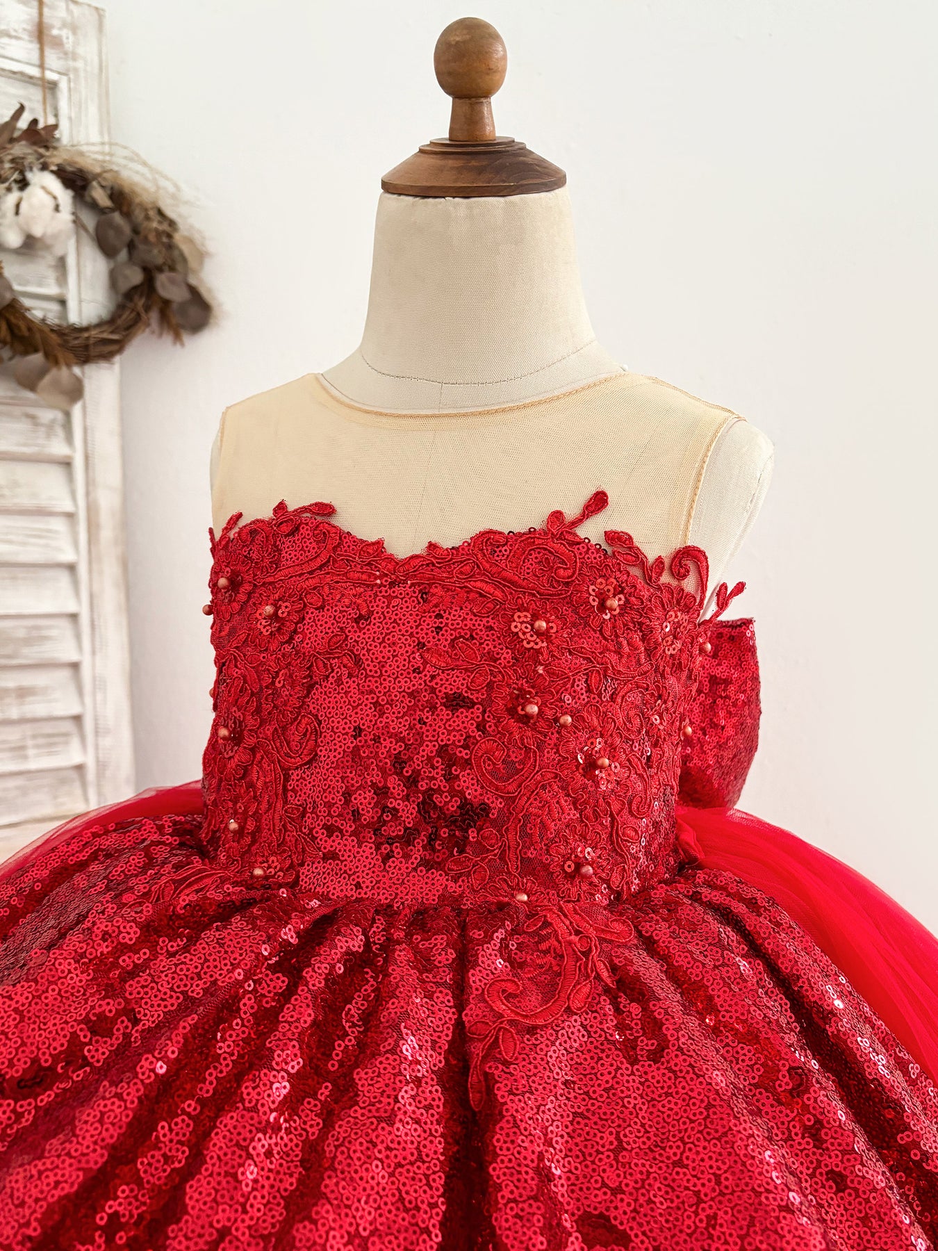 Ball Gown Red Sequin Lace Tulle Hi-Low Wedding Flower Girl Dress 6T Ball Gown Red Sequin Lace Tulle Hi-Low Wedding Flower Girl Dress 6T