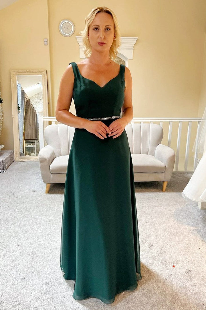 Chiffon Formal Dress with V-Neckline and Cowl Back
