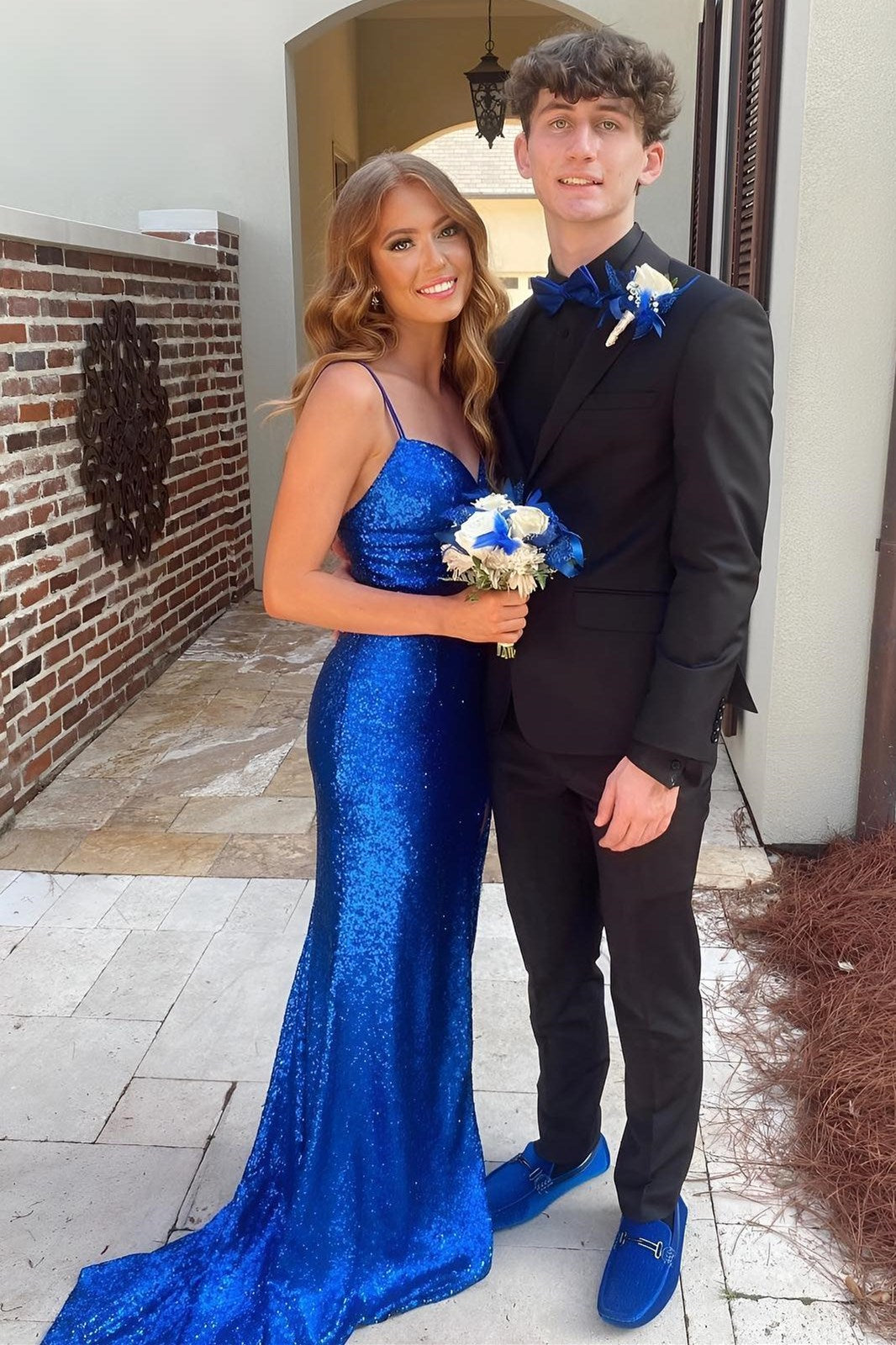 Sequin Keyhole Mermaid Long Prom Dress with Side Slit
