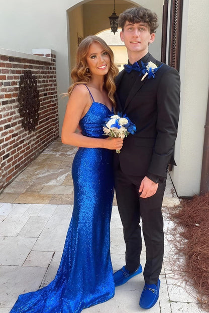 Sequin Keyhole Mermaid Long Prom Dress with Side Slit