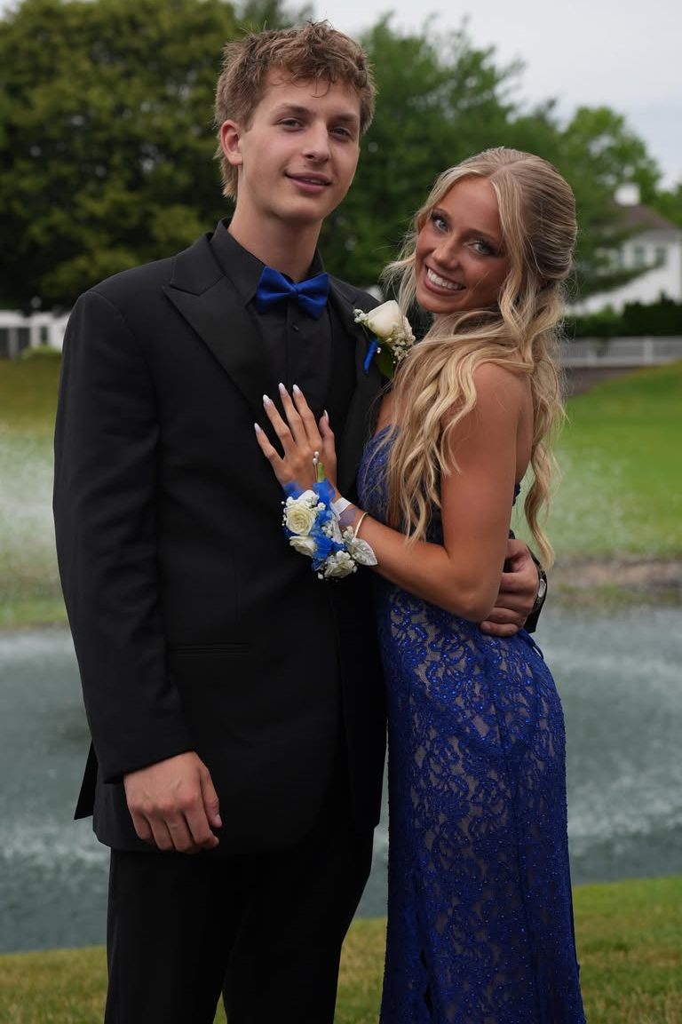 Strapless Mermaid Sweetheart Lace Prom Dress with High Slit