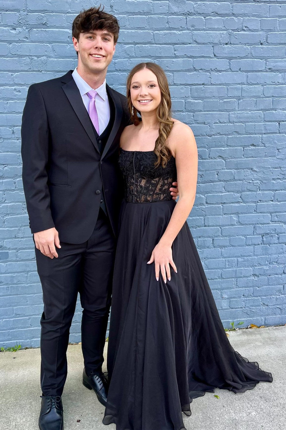 Chiffon Appliques Strapless A-Line Long Prom Dress