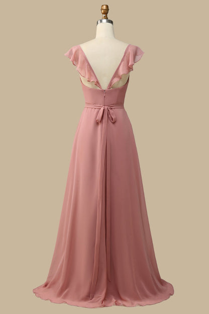 Elegant Surplice Neck A-Line Chiffon Maxi Dress for Special Occasions
