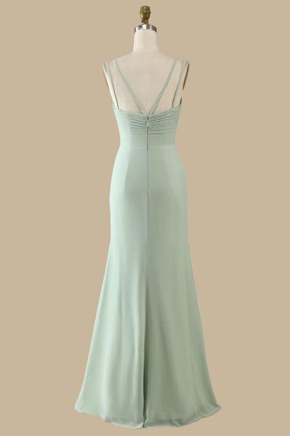 Elegant Scoop Neck Maxi Dress Chiffon Spaghetti Straps