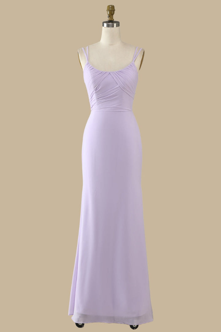 Elegant Scoop Neck Maxi Dress Chiffon Spaghetti Straps