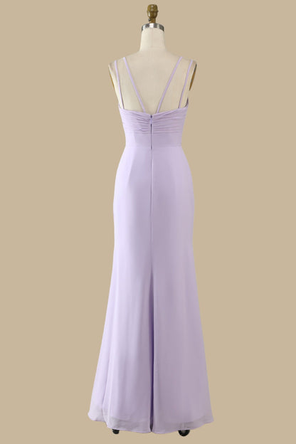 Elegant Scoop Neck Maxi Dress Chiffon Spaghetti Straps