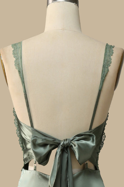 Elegant V-Neck Lace Tie-Back Maxi Dress for Special Occasions