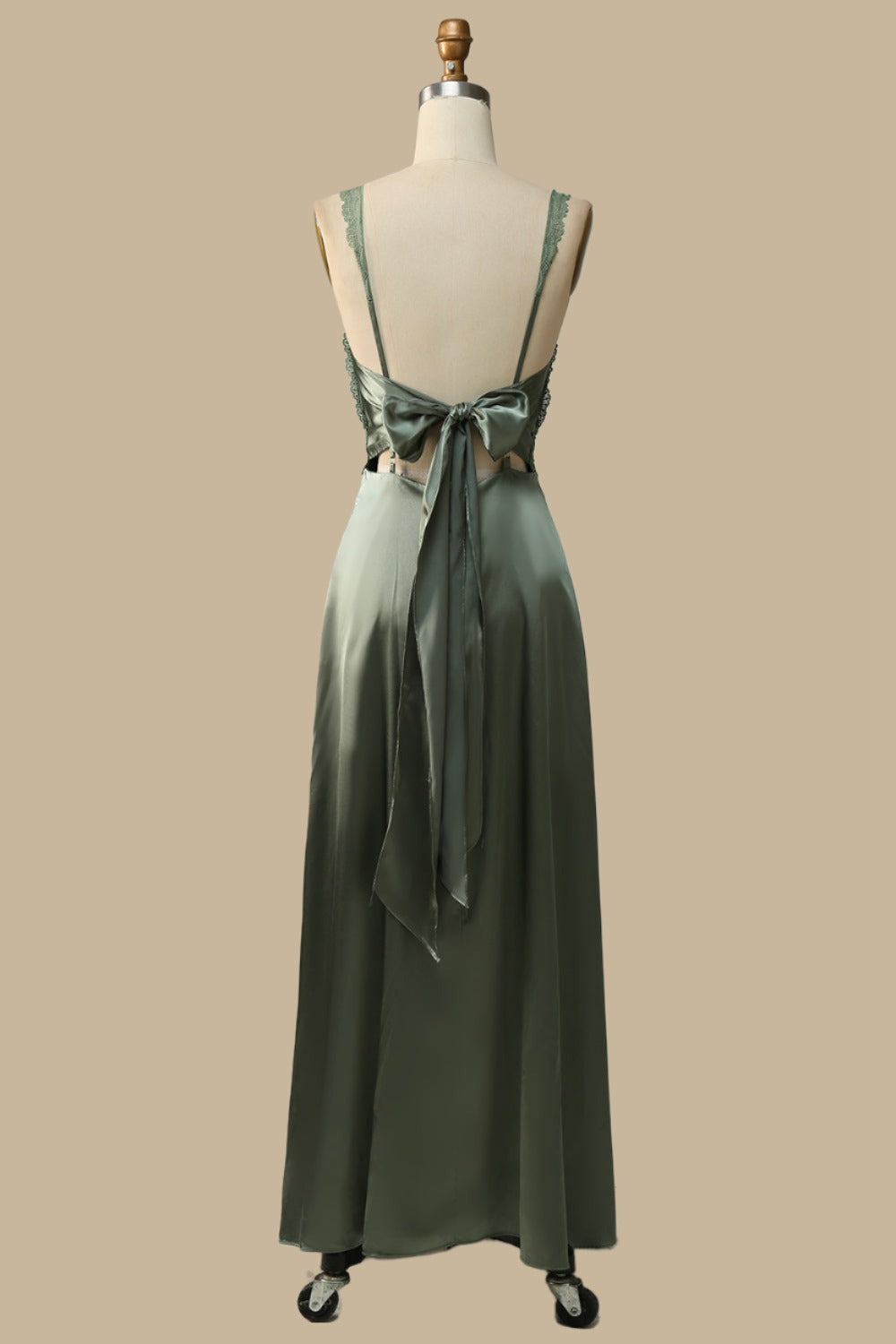 Elegant V-Neck Lace Tie-Back Maxi Dress for Special Occasions