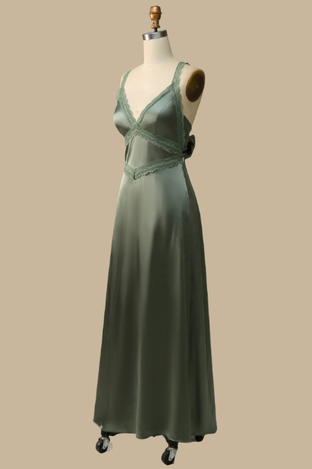 Elegant V-Neck Lace Tie-Back Maxi Dress for Special Occasions