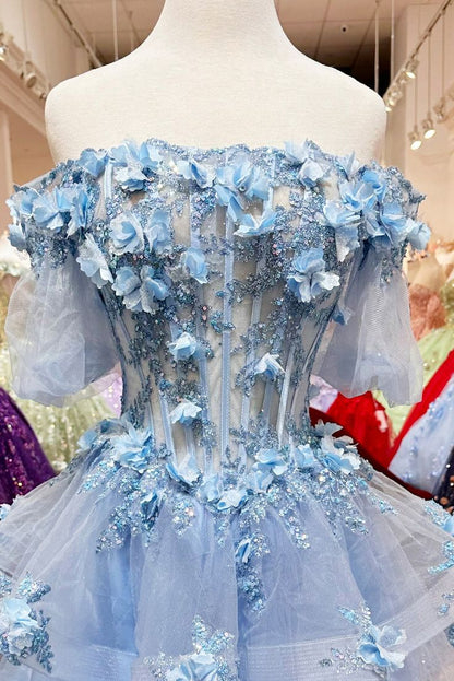 A-Line Strapless Ruffles Lace Appliques Empire-Waist Short Homecoming Dress