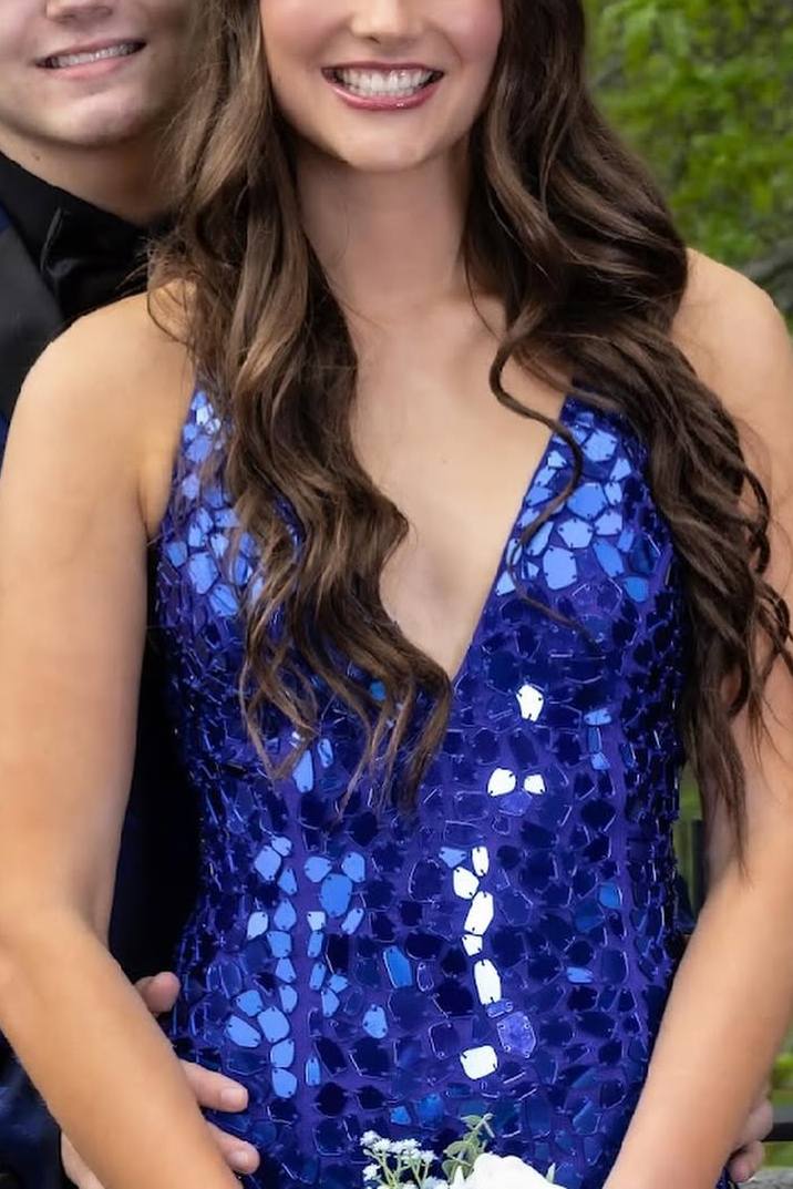 Spaghetti Straps Mermaid Prom Dress with Mirror-Cut Sequins