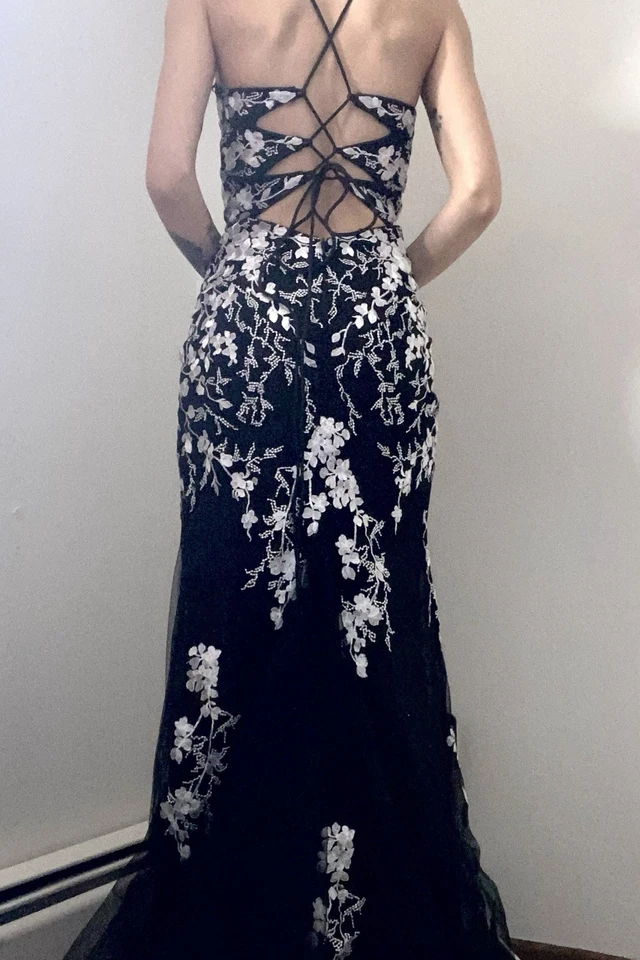 Spaghetti Straps Lace Appliques Mermaid Long Prom Dress