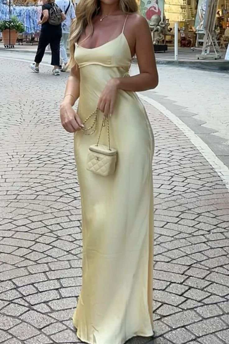 Satin Formal Prom Dress with Spaghetti Straps and Pleating