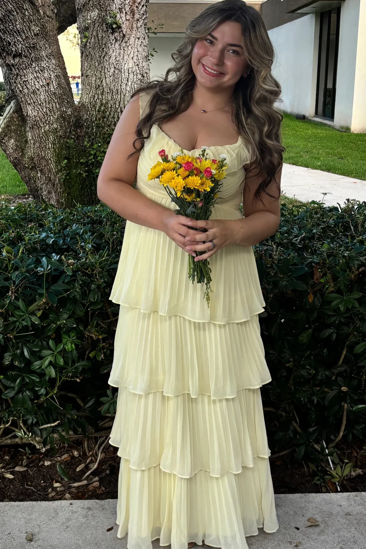Off-Shoulder A-Line Pleated Empire-Waist Ruffles Long Formal Prom Dress