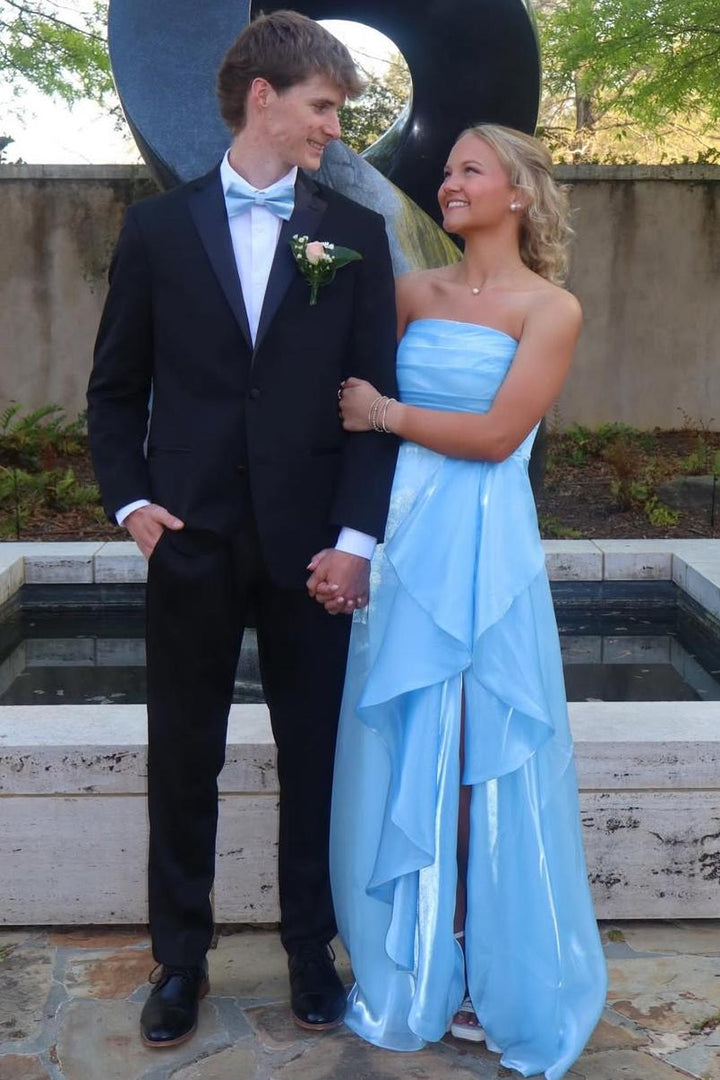 Strapless A-Line Ruffles Empire-Waist Sleeveless Prom Dress