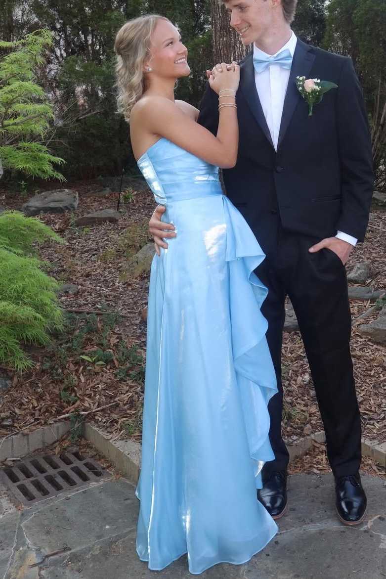 Strapless A-Line Ruffles Empire-Waist Sleeveless Prom Dress