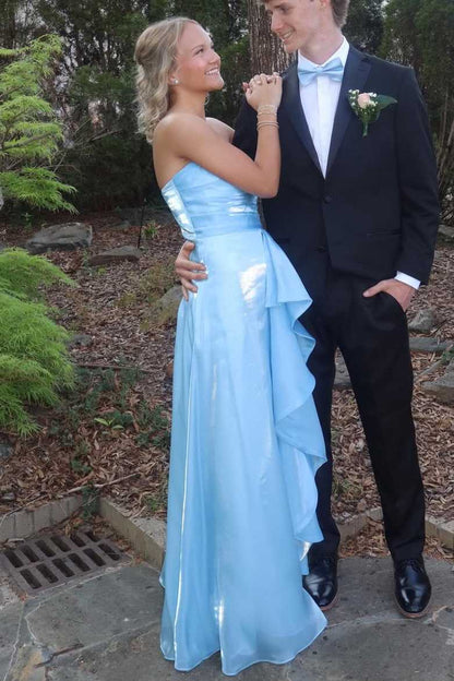 Strapless A-Line Ruffles Empire-Waist Sleeveless Prom Dress