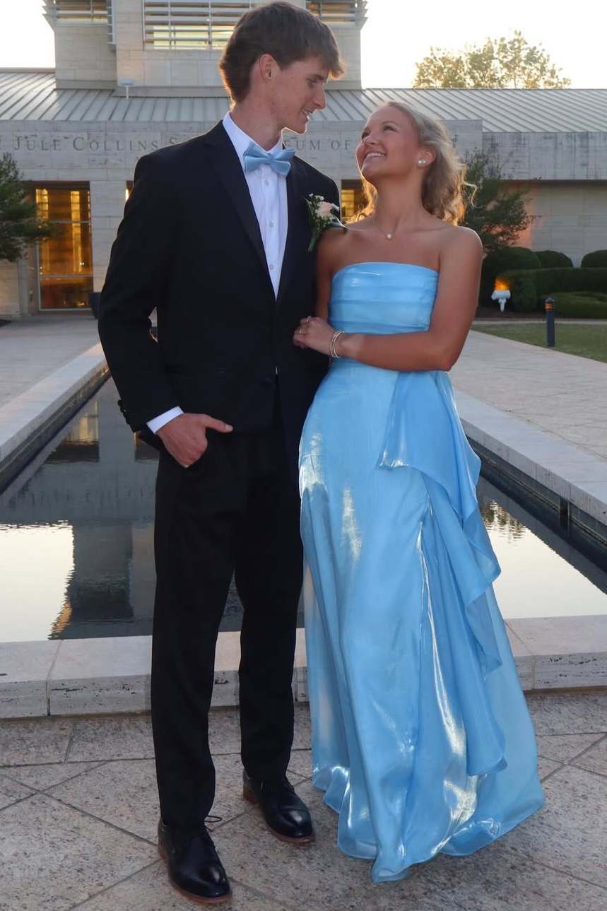 Strapless A-Line Ruffles Empire-Waist Sleeveless Prom Dress
