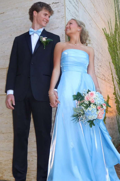 Strapless A-Line Ruffles Empire-Waist Sleeveless Prom Dress