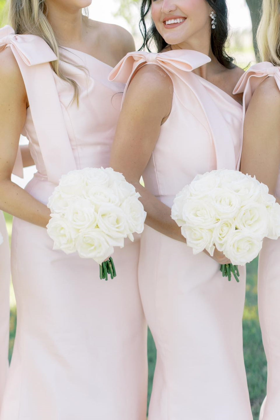 Mermaid Bridesmaid Dress Light Blue Satin One Shoulder Bow Strap Floor Length