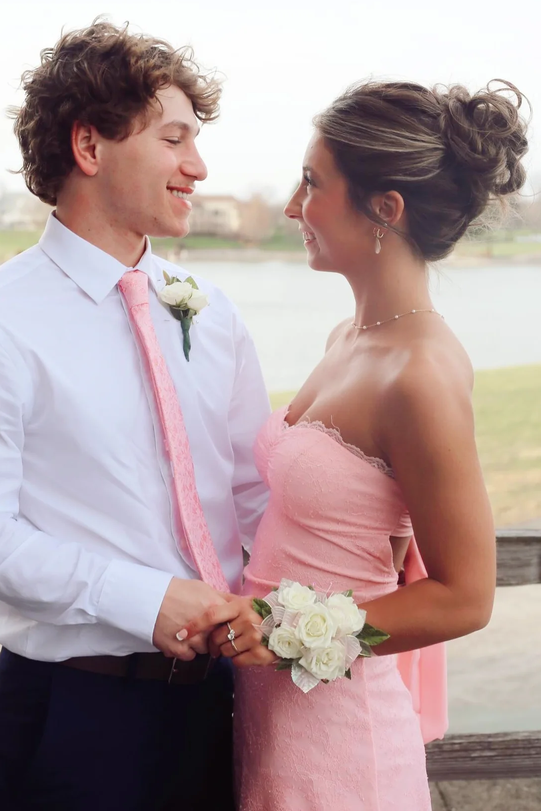 pink strapless homecoming dress Sweetheart Lace Satin Sleeveless Short – Misdress Collection:Mini Dresses
