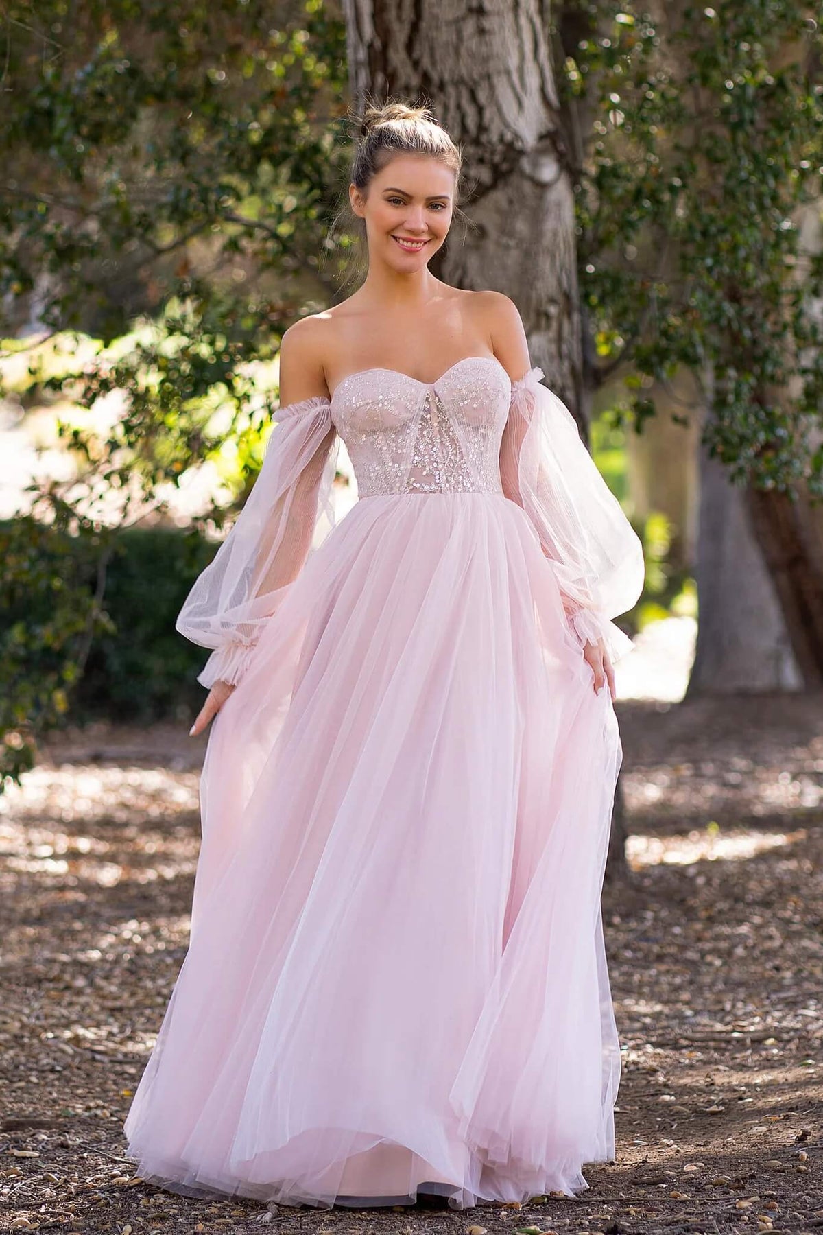 A-Line Long Sleeves Lace Appliques Prom Dress