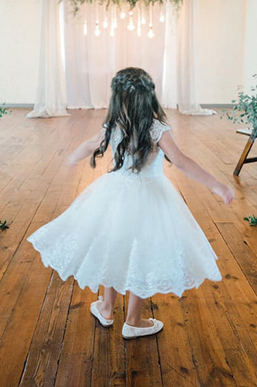 Lace ivory flower girl dress