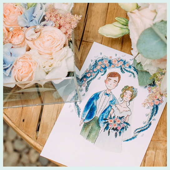 Wedding day flowers & drawing