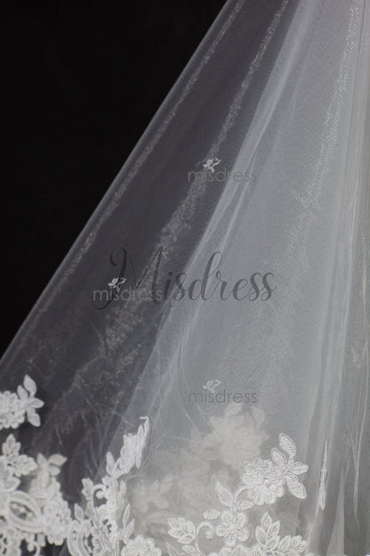 2 Layers Elbow Length Lace Wedding Veil - Wedding Veils